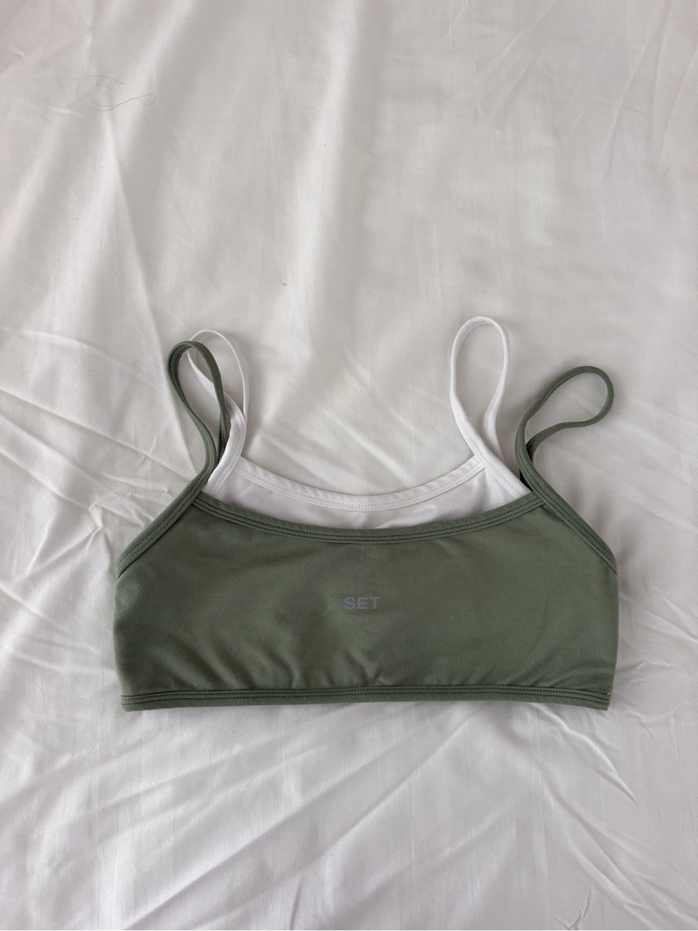 SET Active Green & White Double-Layer Sports Bralette - Picture 1 of 4